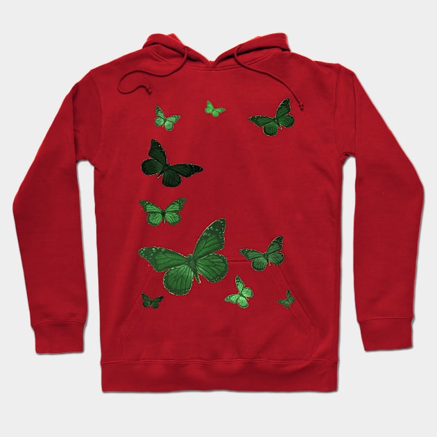 Green Butterflies Hoodie by martinspixs